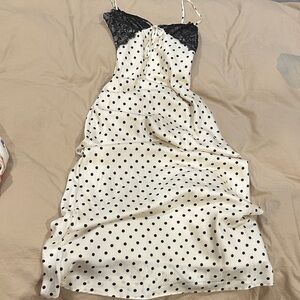 Polka Dot Slip Dress with Lace Detail